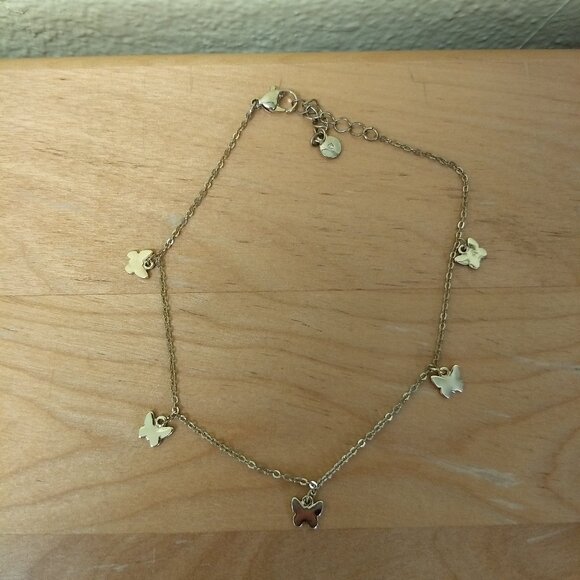 Lauren Conrad Butterfly Anklet Gold Tone Vacation Resort Preppy Fairy Cottage - Picture 2 of 4